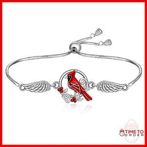 Sterling Silver Cardinal Charm Bracelet Memorial Sympathy Jewelry Gift